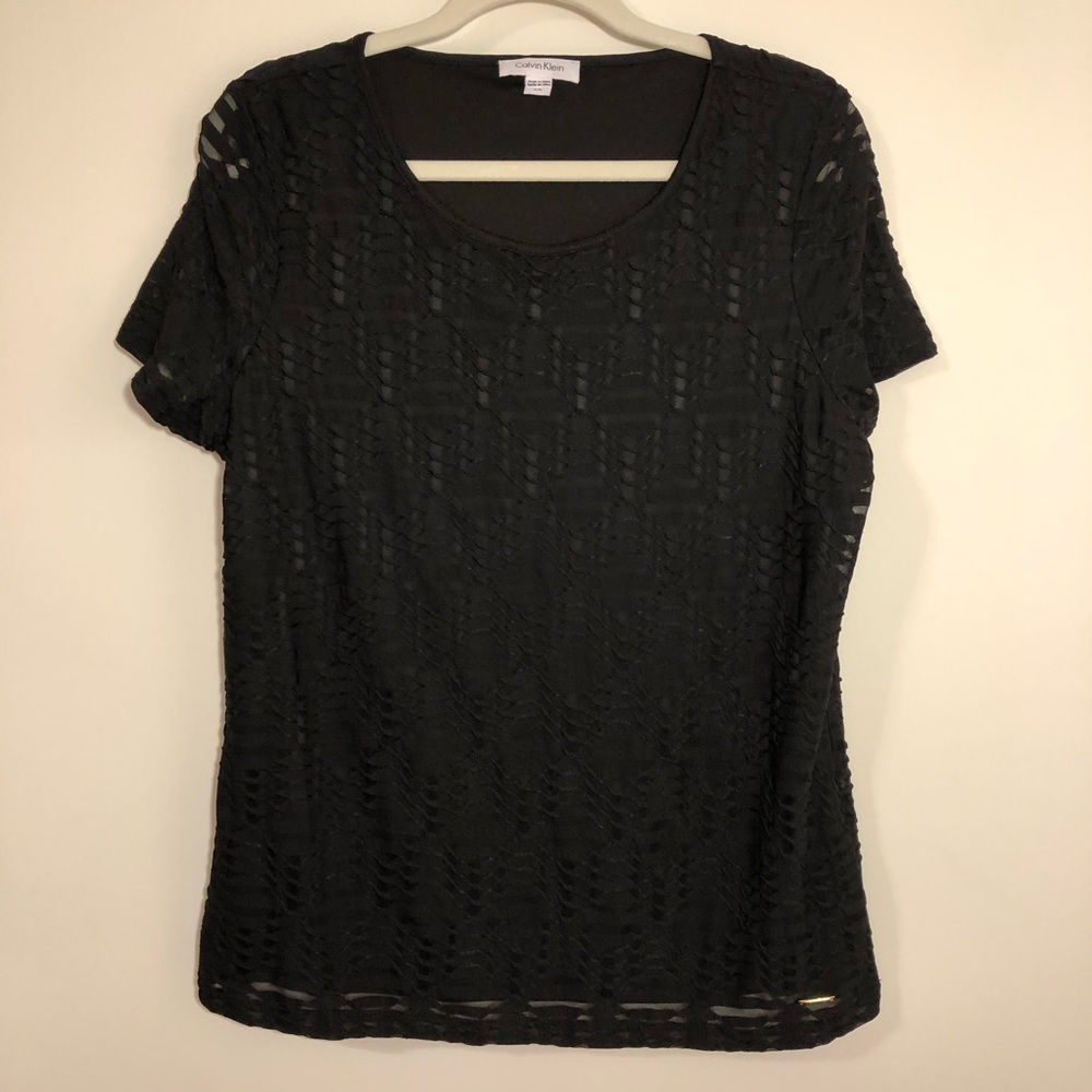 Calvin Klein black short sleeve blouse